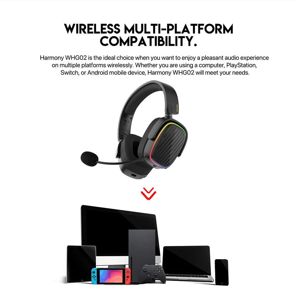Rechargeable Noise Cancelling Gaming Headphones, 50mm Drivers