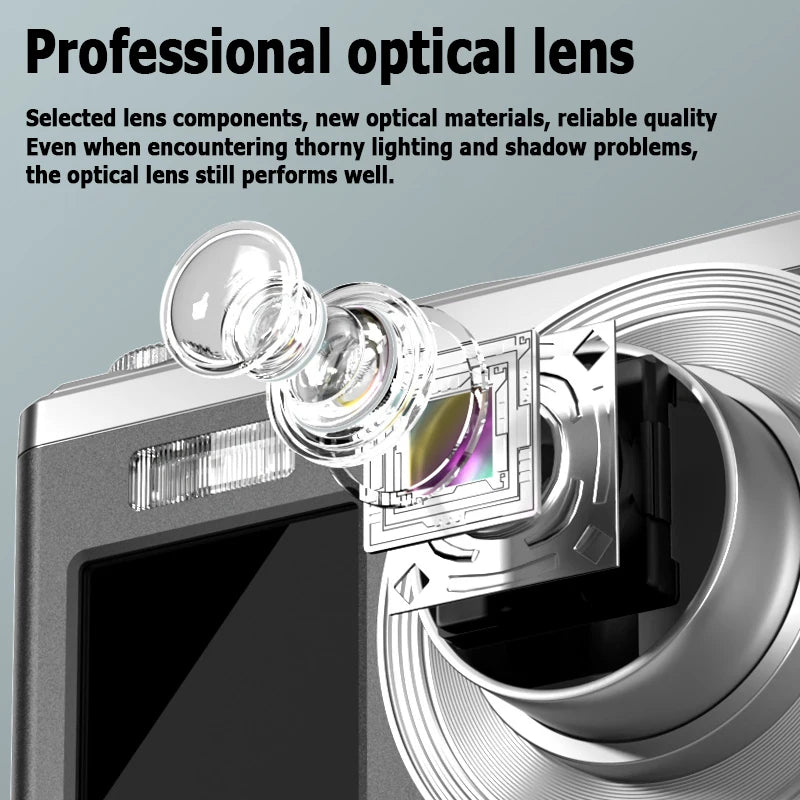 Portable 4K Digital Camera – Dual Screen, 16x Zoom, Waterproof Design for Home & Outdoors