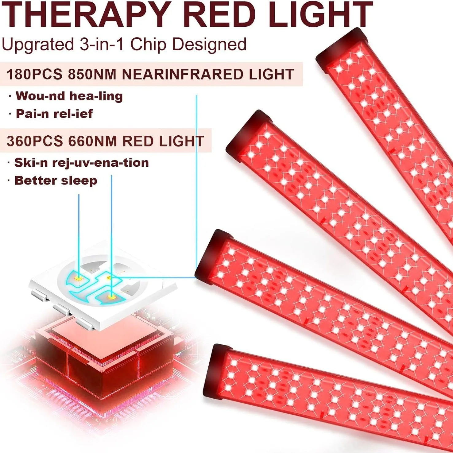 12V Infrared LED Therapy Lamp 180 Beads for Pain Relief