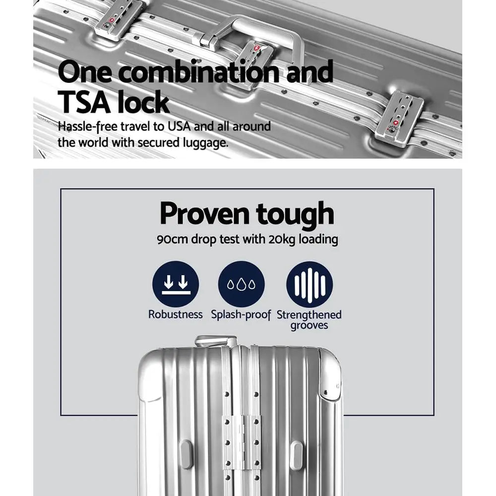 Lightweight 28" Aluminium Luggage Set – TSA Secure Travel Suitcases with Spinner Wheels