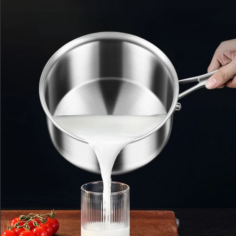 18cm Uncoated Milk Pan, Food Safe Stainless Steel