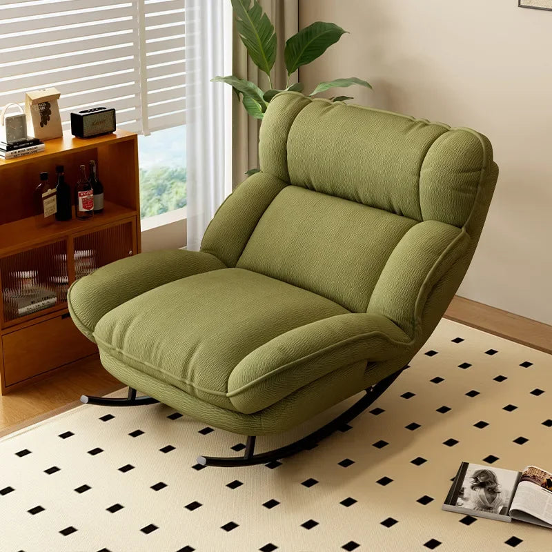 Portable Rocking Lounge Chair – Modern Reclining Indoor/Outdoor Leisure Seat (Matcha Green)