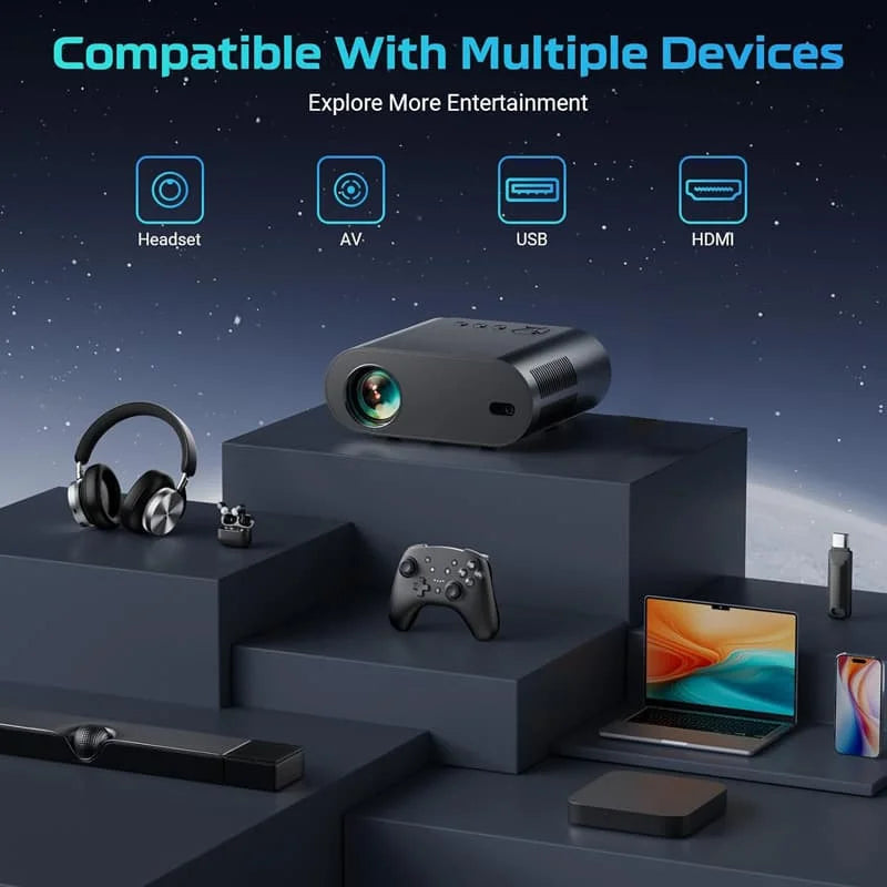 Home Theatre LED Projector 4K, Auto Keystone, Auto Focus, Dual WiFi 6 & Bluetooth