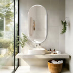 Frameless Oval Wall Mirror 80x50cm Beveled Edge, Modern Bathroom Vanity Style