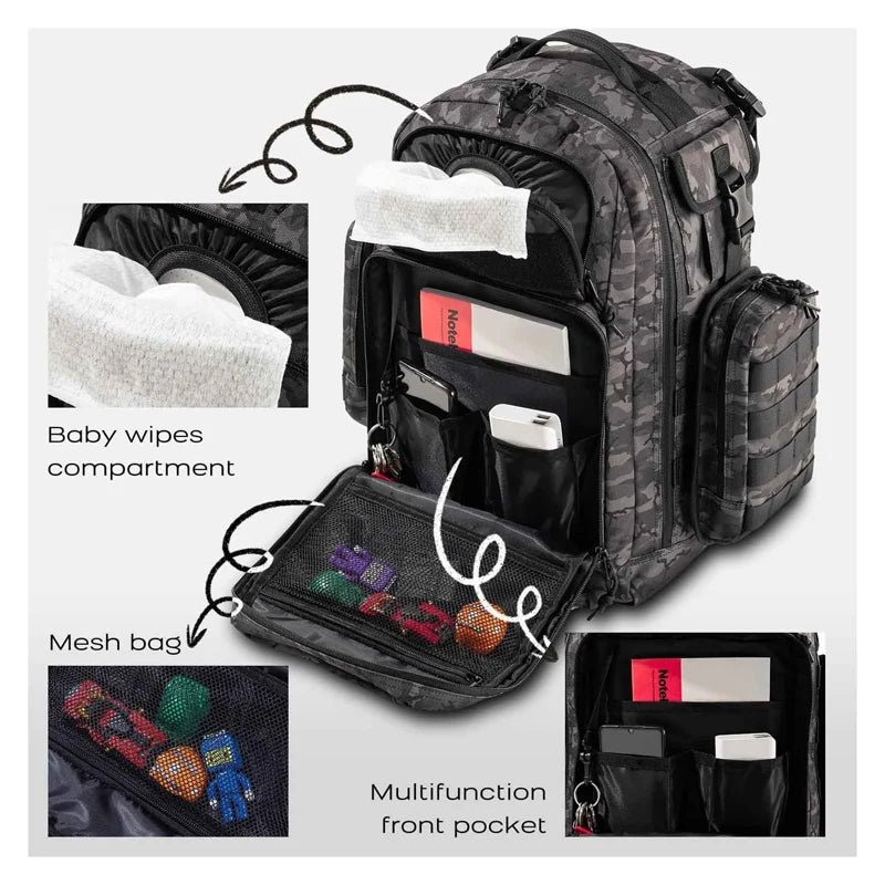 Black Tactical Backpack Waterproof 40L for Hiking & Travel