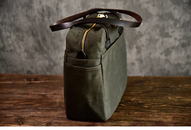Large Canvas Travel Tote Bag – Army Green, Waterproof & Durable