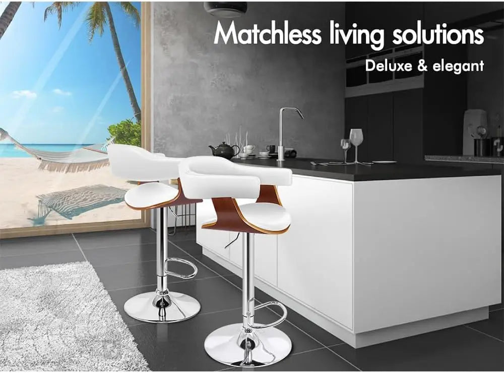 Modern Kitchen Counter Chair with Footrest, Ergonomic PU Leather & High-Resilience Foam