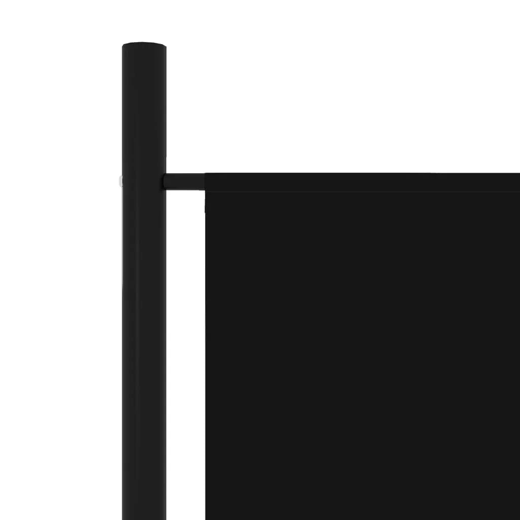 6-Panel Foldable Room Divider Privacy Screen – 300x180cm Fabric & Iron Frame, Black