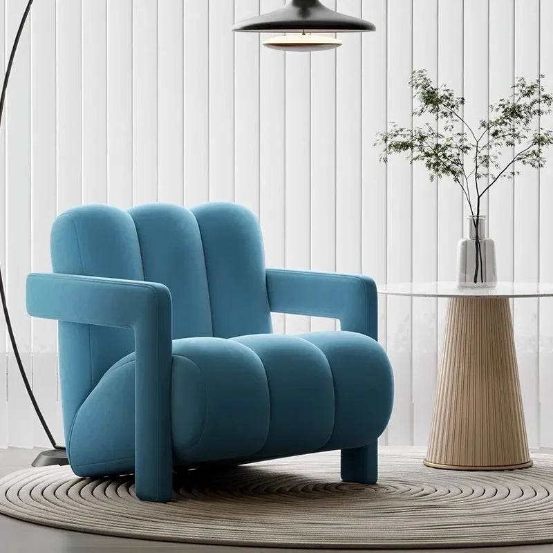 Modern Velvet Leisure Chair Comfortable Single Sofa for Living Room or Balcony