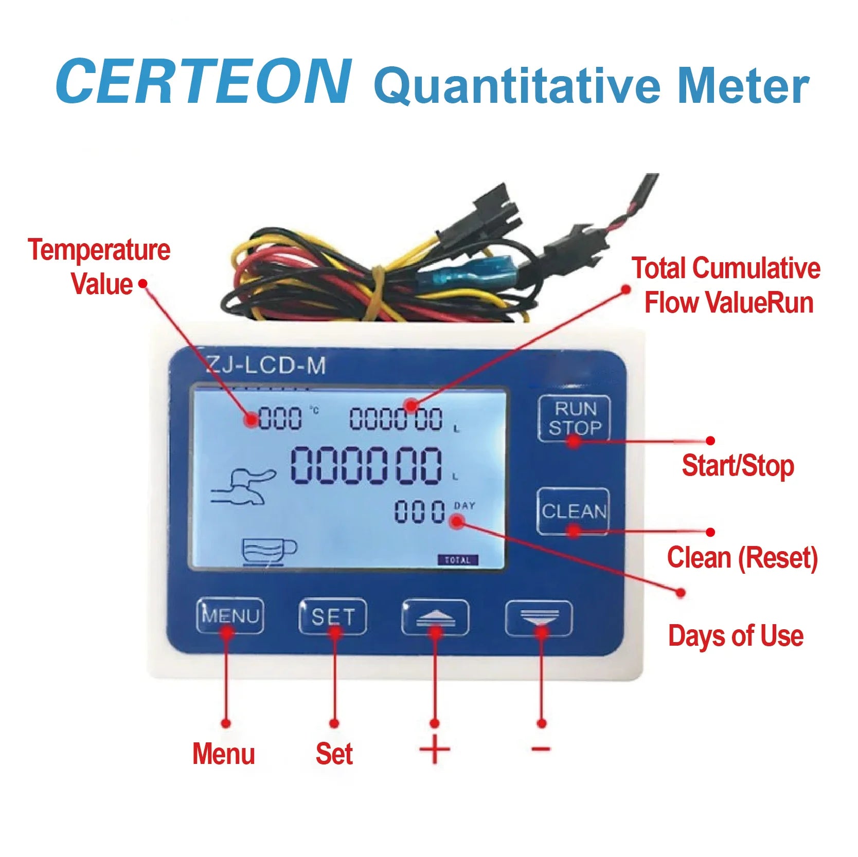 1.5" Digital Water Flow Meter Controller Set LCD Display, DN40, 10–300 L/min Range
