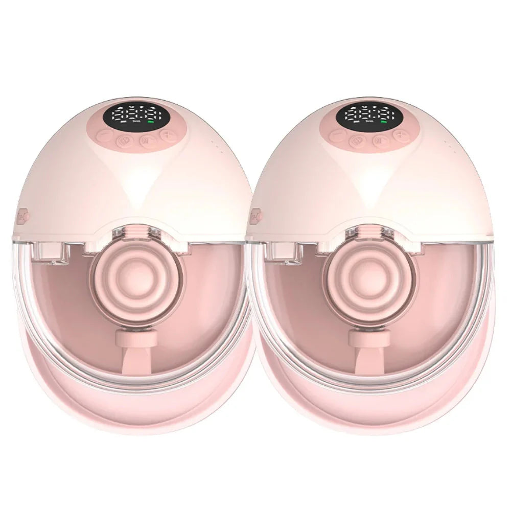 Silent Wearable Breast Pump with Smart Heating & UV Function - MY381B 2PCS Pink