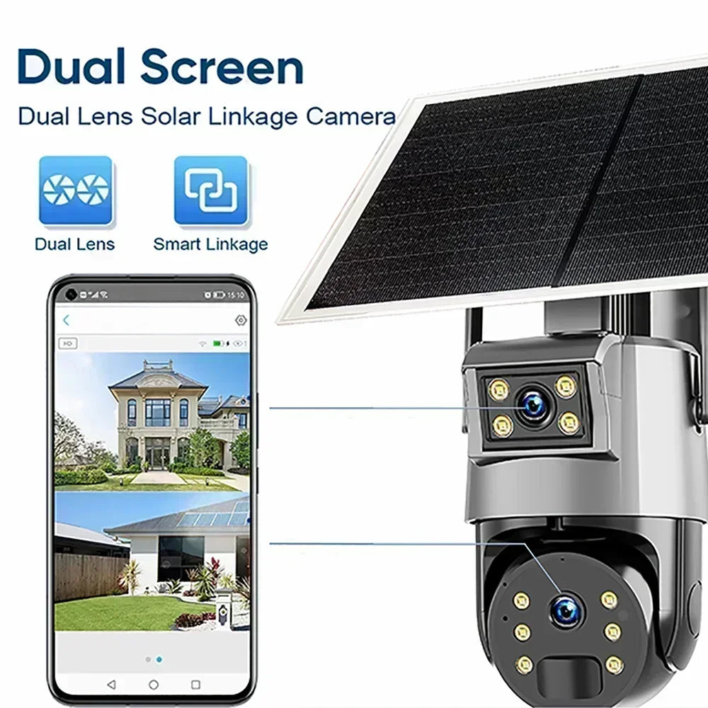 Portable 8MP 4K Solar WiFi Outdoor Camera with Dual Lens, PTZ, Full-Color Night Vision & Two-Way Audio