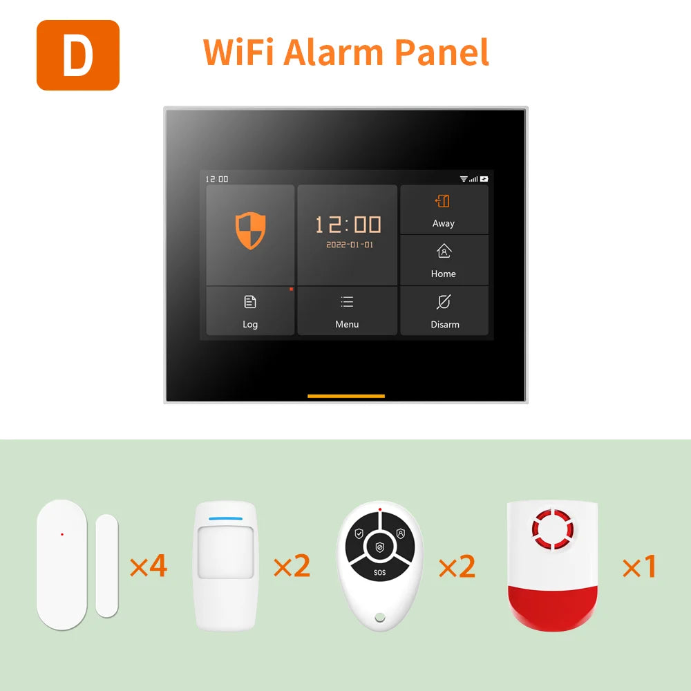 Wireless WiFi Home Alarm System with Touchscreen, Motion Sensor & App Control