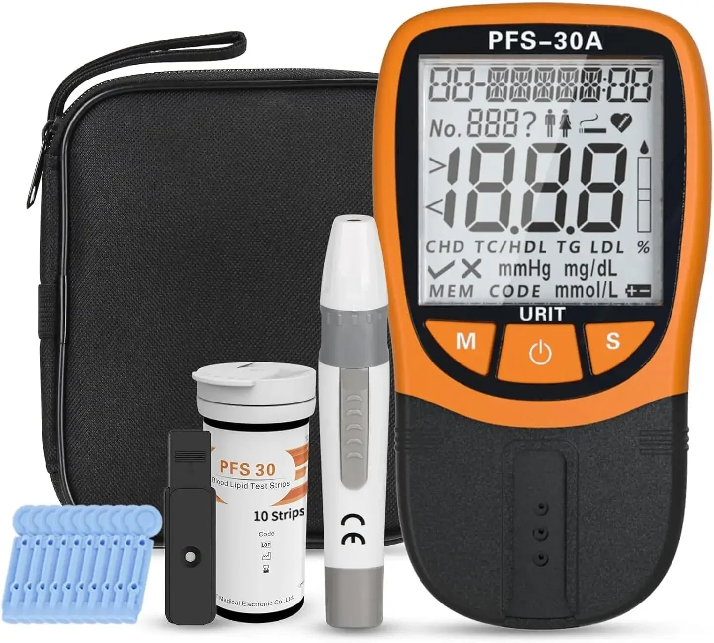5-in-1 Blood Lipid Test Device – Includes 10 Cholesterol Strips for Rapid Home Monitoring