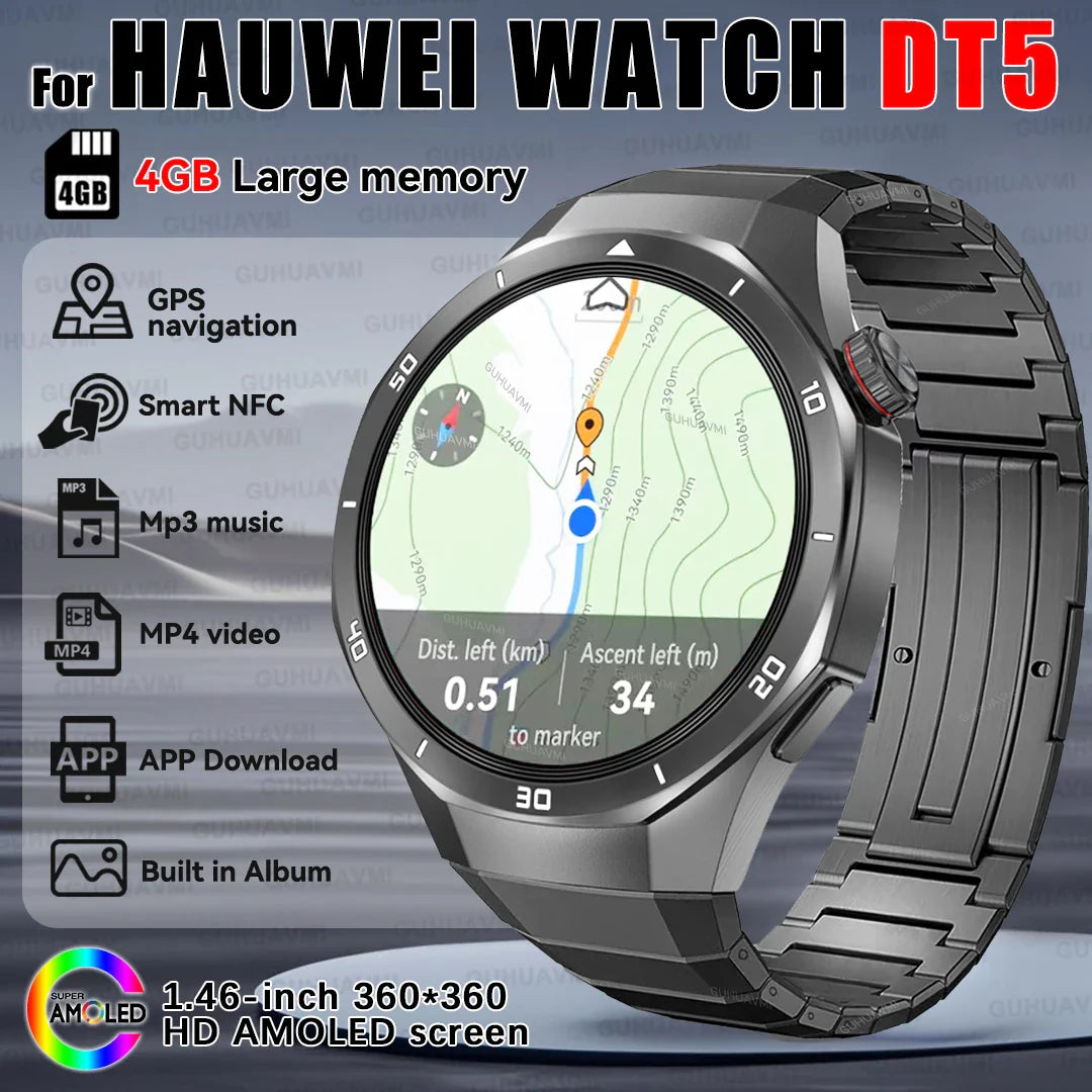 GPS Smartwatch with 1.46" AMOLED Display, 4GB Storage & NFC
