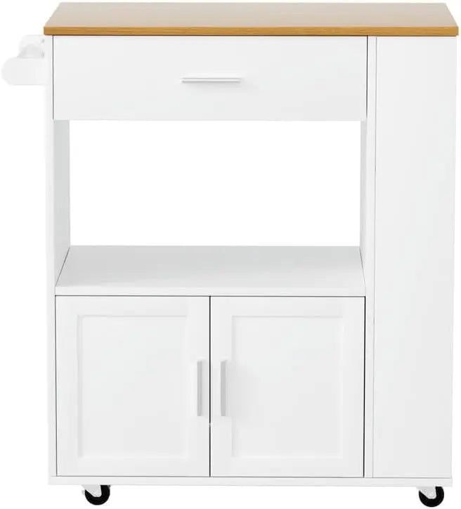 Rolling Serving Cart with Multi-Tier Storage and Towel Holder for Kitchens