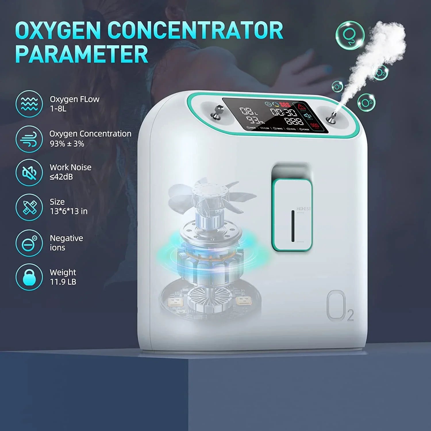 Home Oxygen Machine 96 Percent Purity with AU Plug