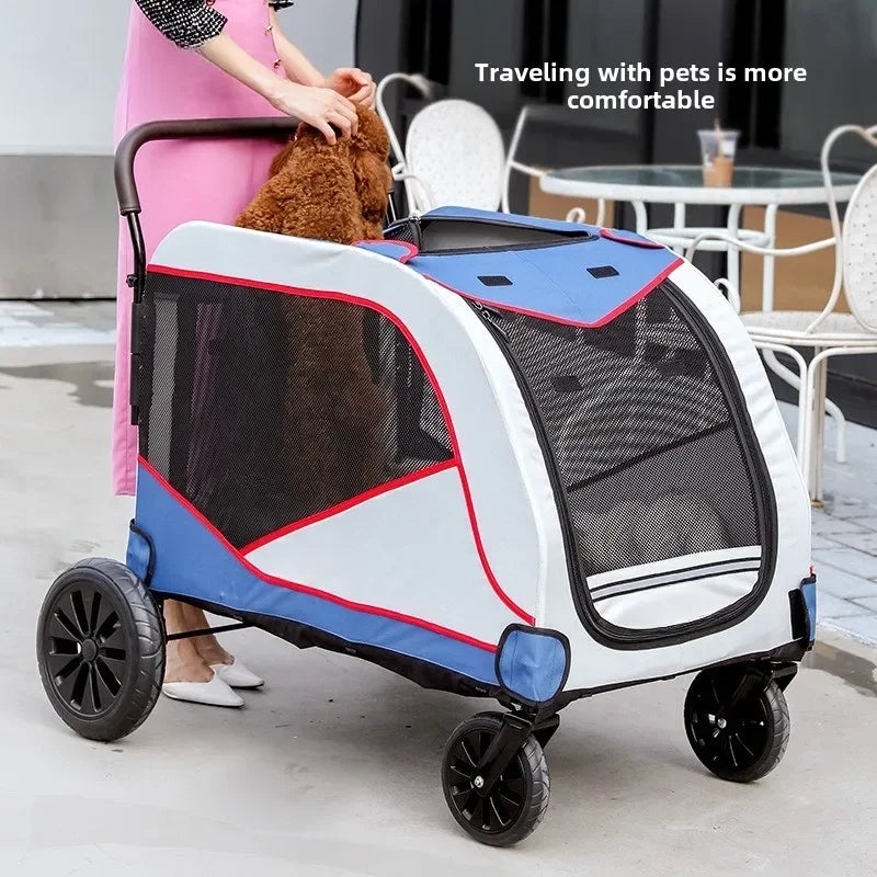 Portable 4-Wheel Pet Stroller & Travel Carrier for Dogs and Cats Foldable, Breathable, Heavy Duty