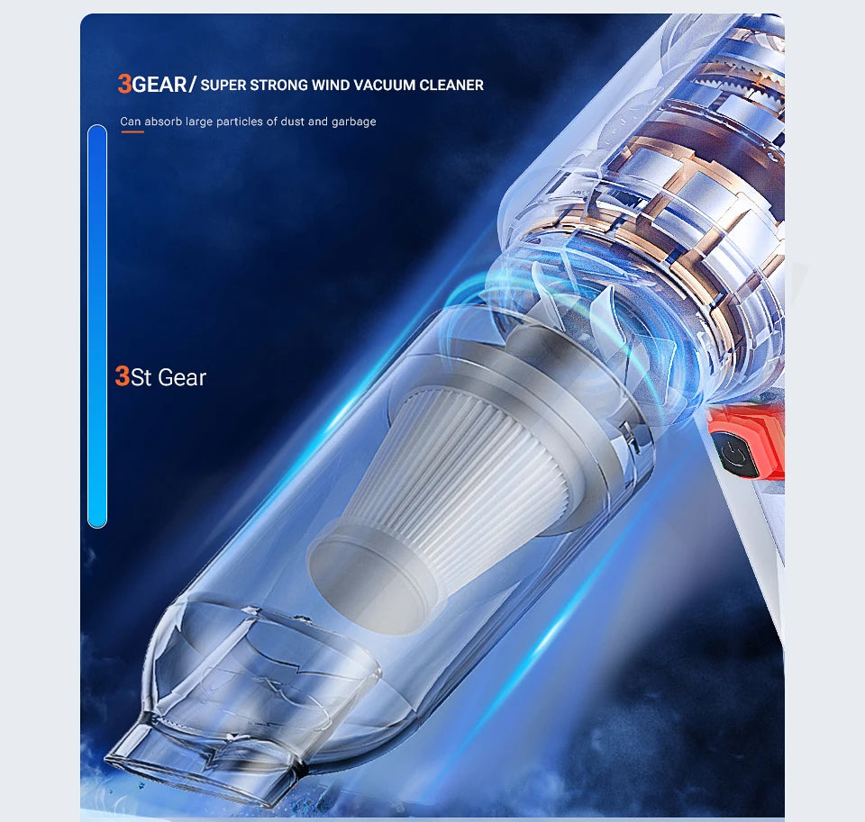 Rechargeable Handheld Vacuum Cleaner Max 180000PA Suction, Quiet, Compact for Home & Car