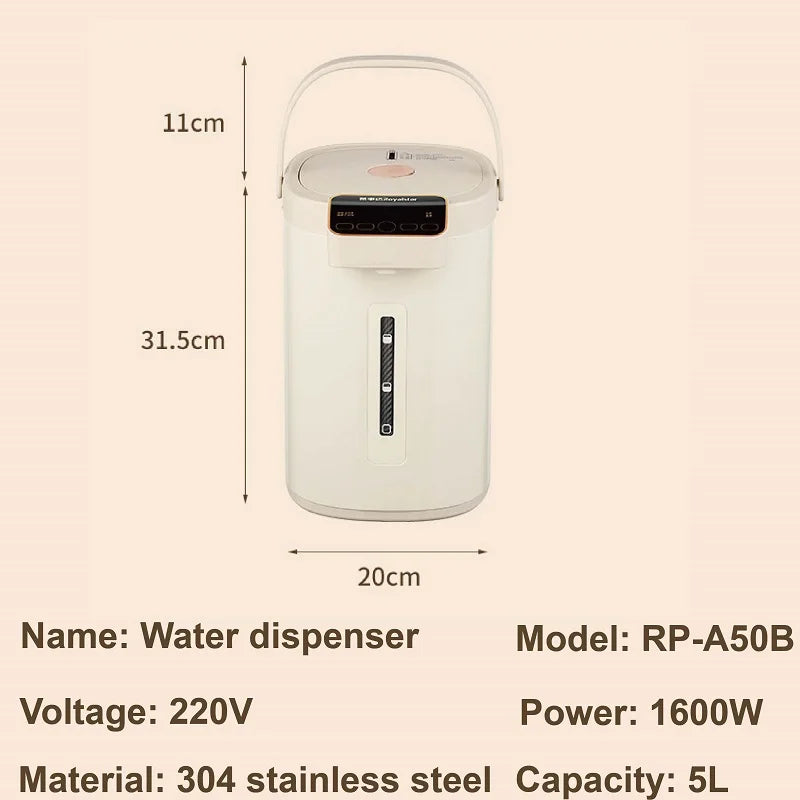 1600W 5L Electric Water Boiler with 14-Level Temp Control & Auto Dispense
