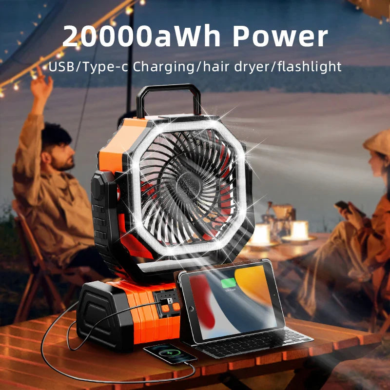 Cordless 270° Oscillating Battery Powered Desk Fan Green 20000mAH