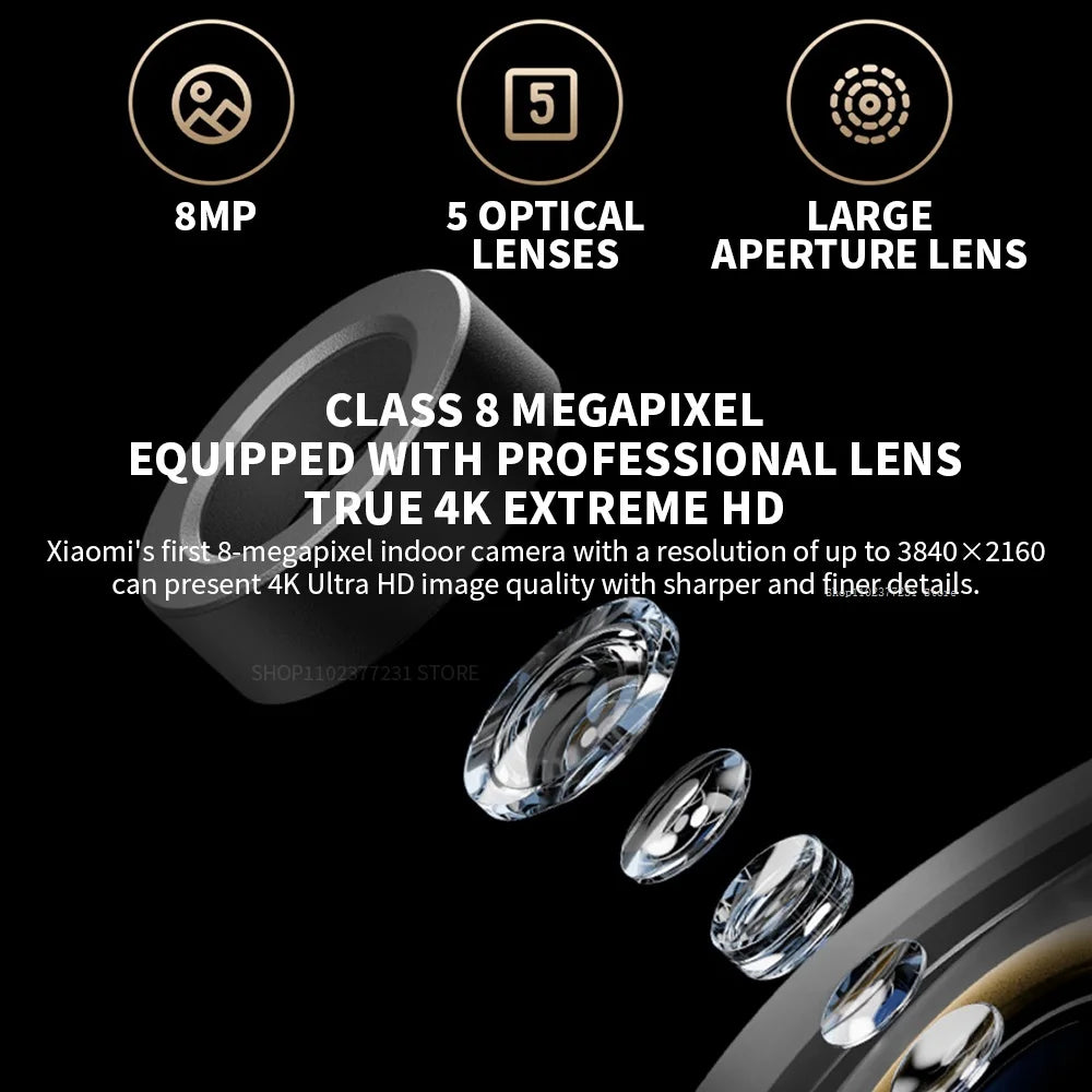 4K Smart Home Camera with 360° View, Dual-Band WiFi 6, AI Motion & Pet Detection (CN Version)