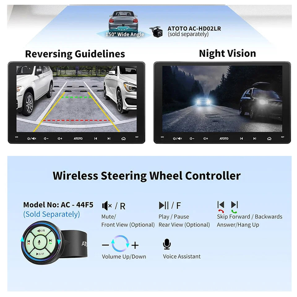 Portable 9" 2-Din Car Stereo with Wireless Android Auto F7G209WE