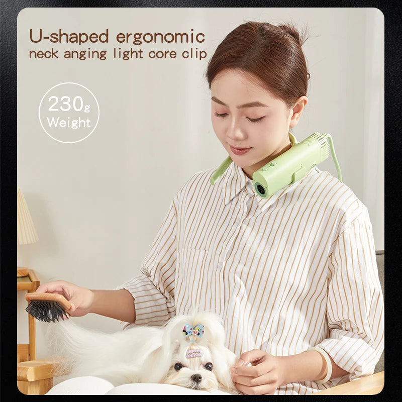 Portable Pet Hair Dryer with Hot & Cold Air, Neck Hanging Design for Efficient Grooming