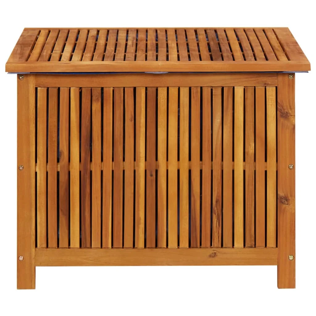 Outdoor Wooden Storage Box 75x75x58cm with Water-Resistant Liner – Solid Acacia