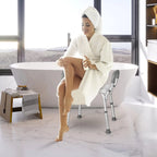 Shower Bench with Detachable Armrests Anti-Slip Bath Chair, Adjustable Height Design