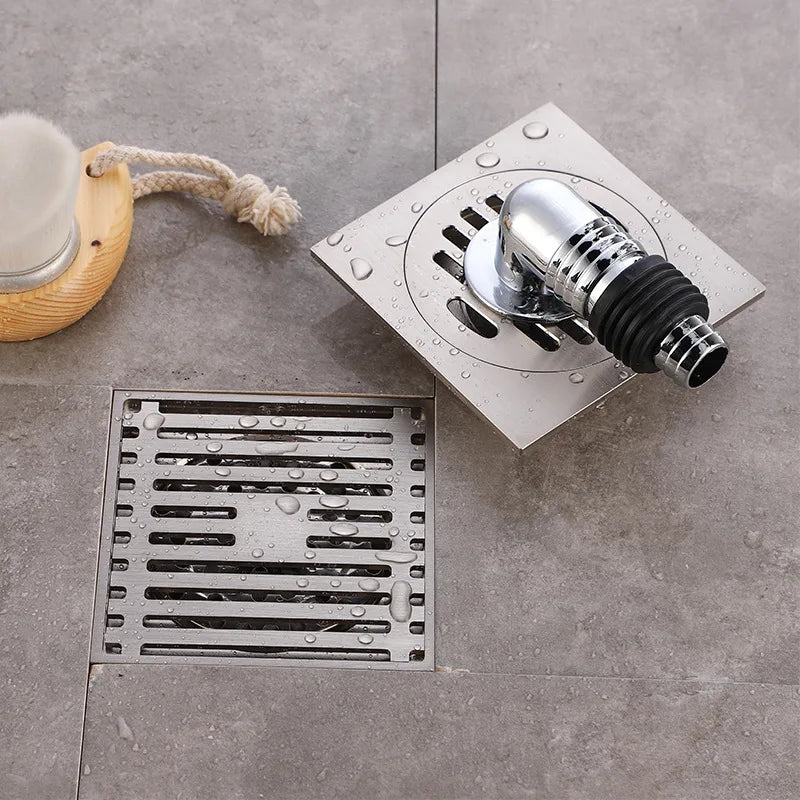 Gun Gray Stainless Steel Deep Water Floor Drain Anti-Odor, Waterproof, Bathroom & Laundry Use