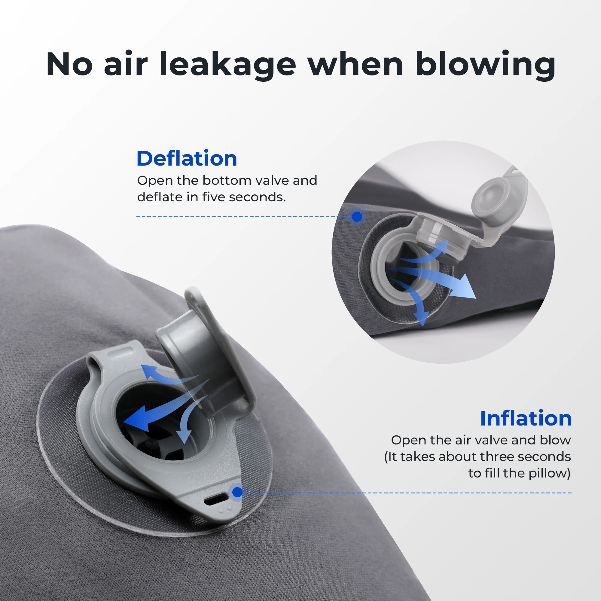 Ergonomic Inflatable Pillow for Camping, Travel and Home Use
