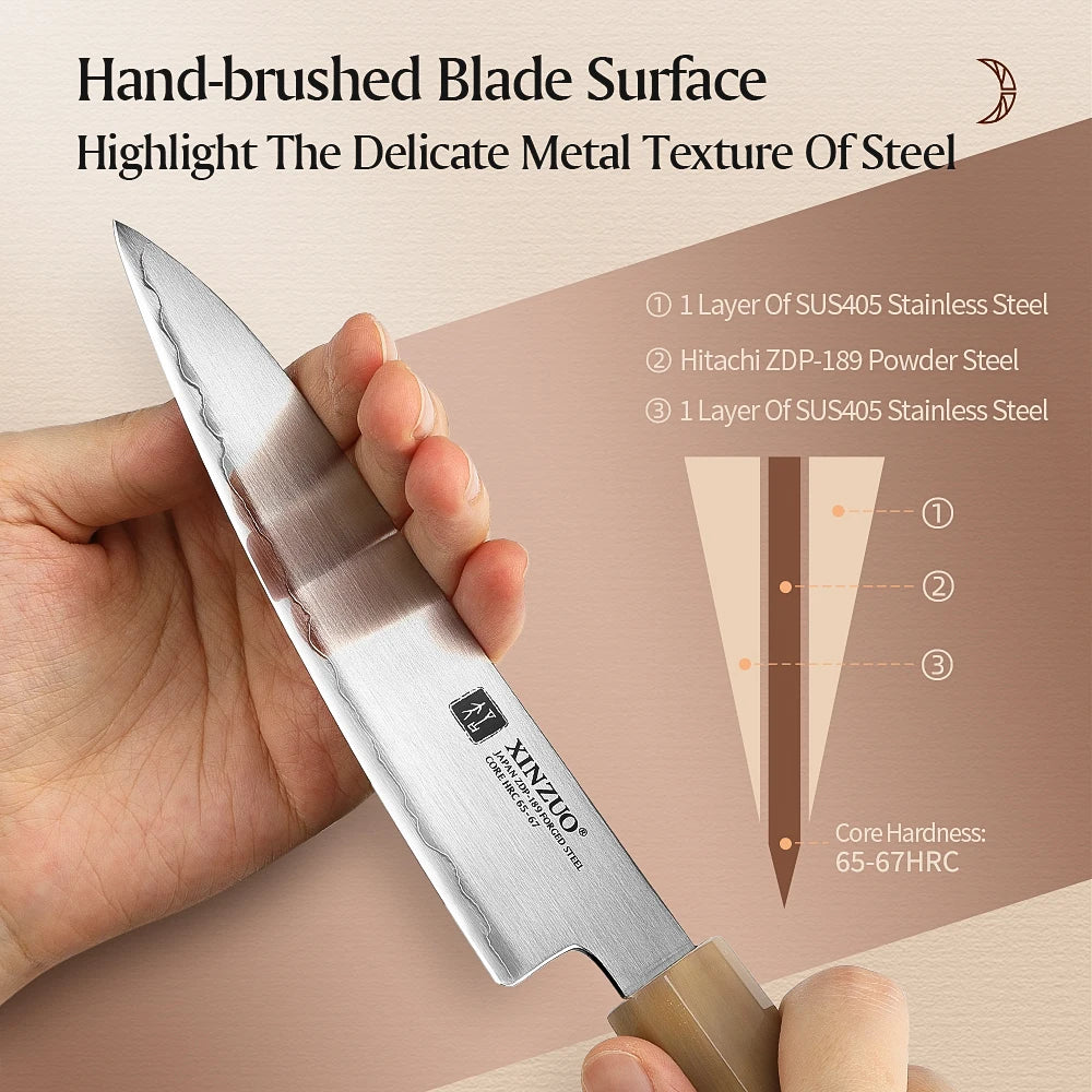 Japanese ZDP-189 Kitchen Knife 5.5" Durable Sharp Blade with Luxury Wood Handle & Box