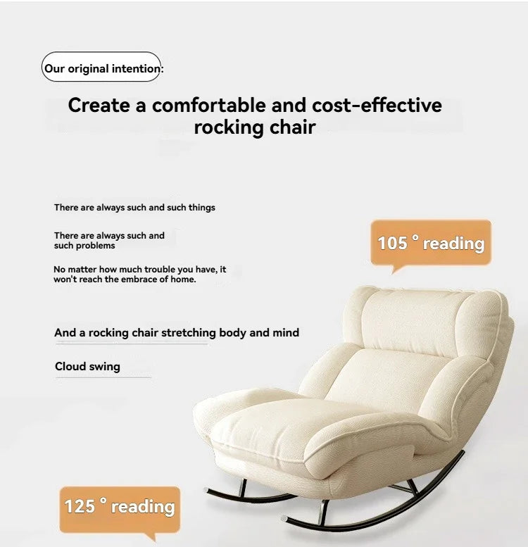 Modern Off White Rocking Sofa Chair Reclining Lounge Seat for Living Room