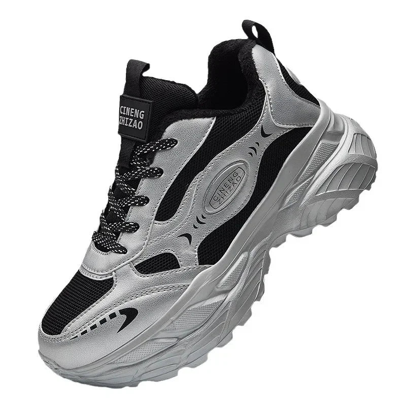 42-Silver Grey Warm Sports Shoes with Electric Massage & Vibration