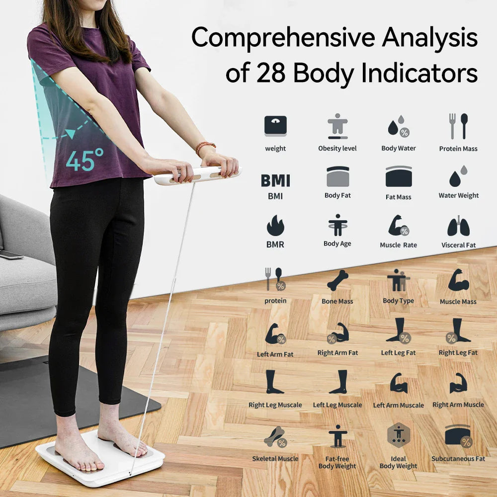 Digital Bathroom Scale with 8 Electrodes & USB Charging
