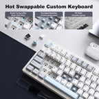 Wireless Mechanical Gaming Keyboard with Smart LCD Display White