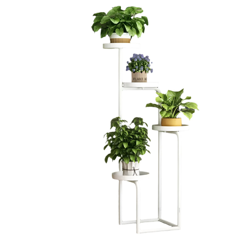 Floor-Standing Iron Plant Shelf 111cm White Display Rack