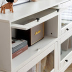 European Minimalist Wooden Cabinet with Doors Bedroom & Living Room Storage Bookshelf