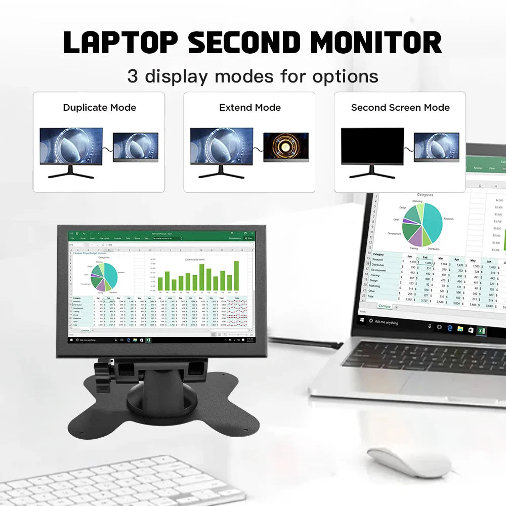 Black with Support IPS Portable Monitor 800×480 HDMI Display for Raspberry Pi