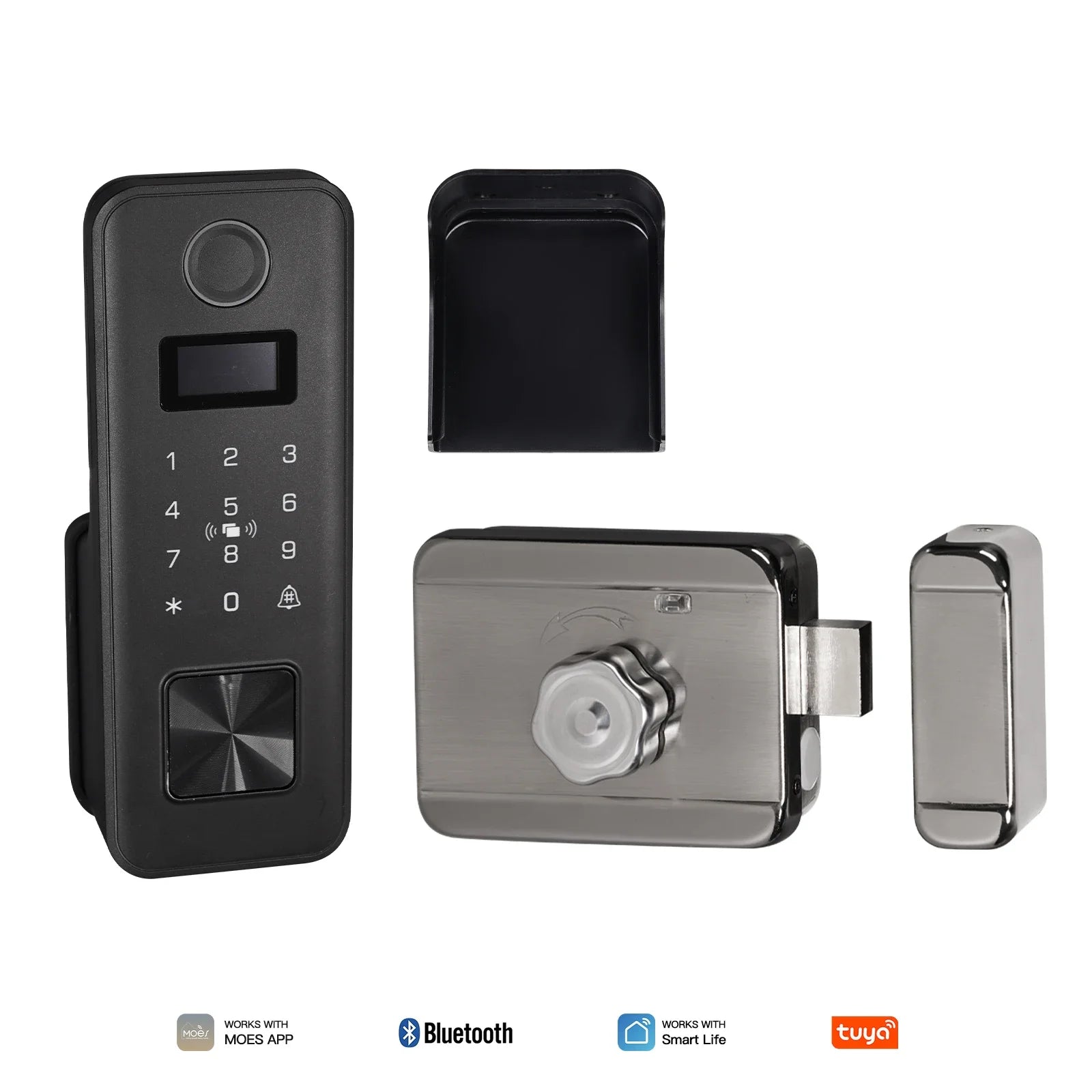 Smart Electronic Door Lock with Fingerprint, Code, Key & Card Entry – USB Backup & Low Battery Alert