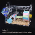 Transparent Hamster House with Accessories and LED Light – Beige