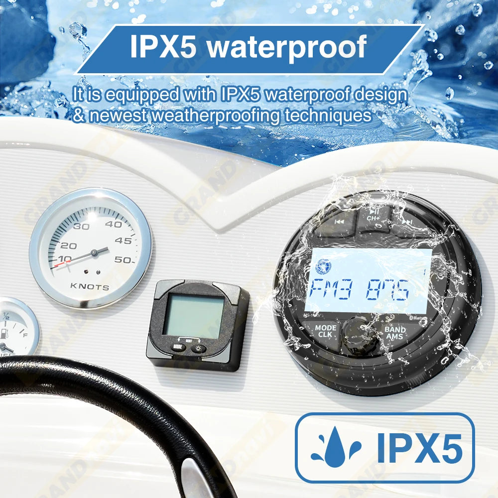 Bluetooth Marine Stereo Radio with FM/AM – Waterproof Audio System for Boats & Outdoor Vehicles