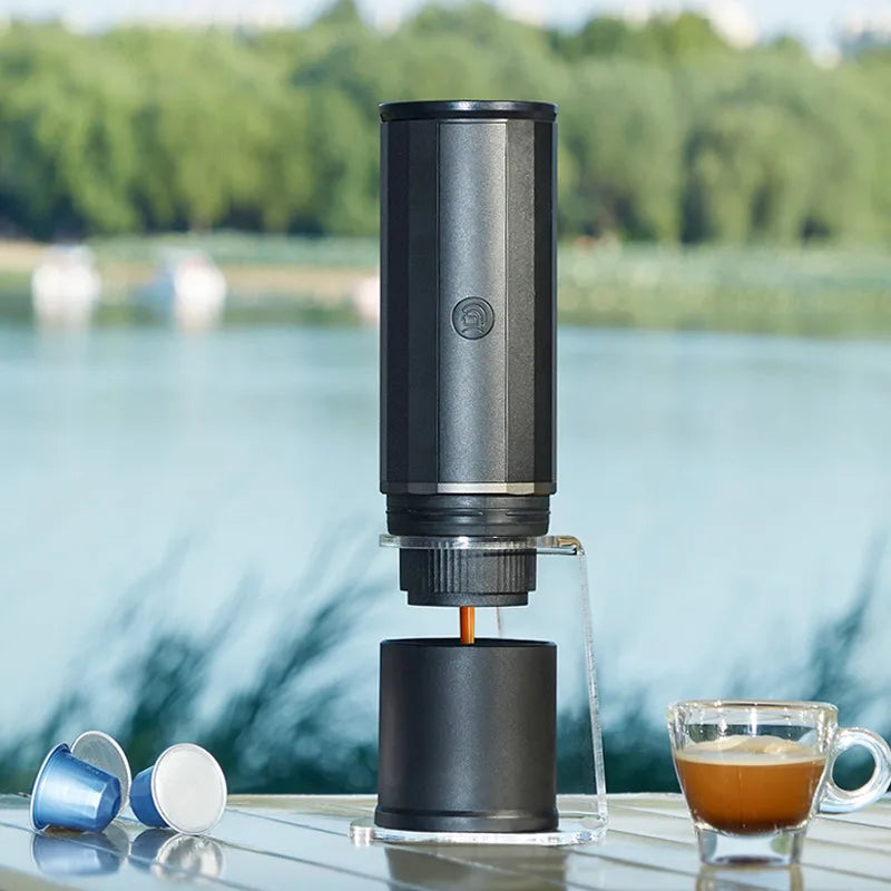 Portable Automatic Espresso Machine Stainless Steel Outdoor Travel Coffee Maker