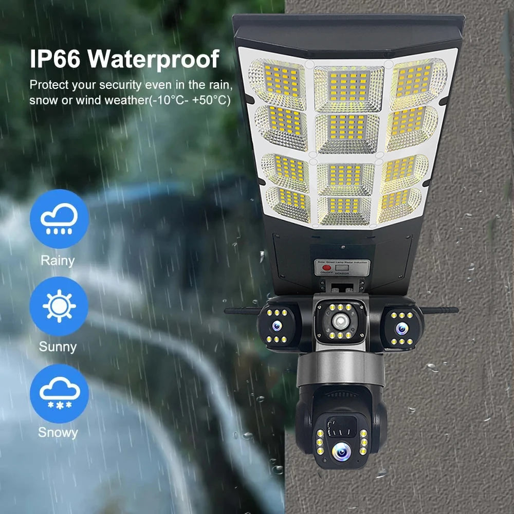 Outdoor 4G Solar Camera with 15MP Triple Lens, 16000mAh Battery, Two-Way Audio & PIR Motion Detection