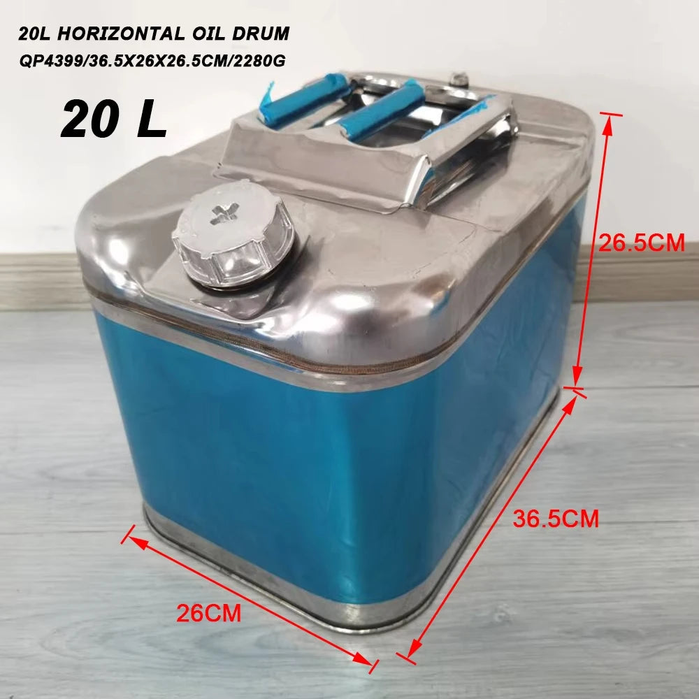 20L Stainless Steel Petrol Can – Mobile Fuel Storage Tank for Outdoor & Emergency Use