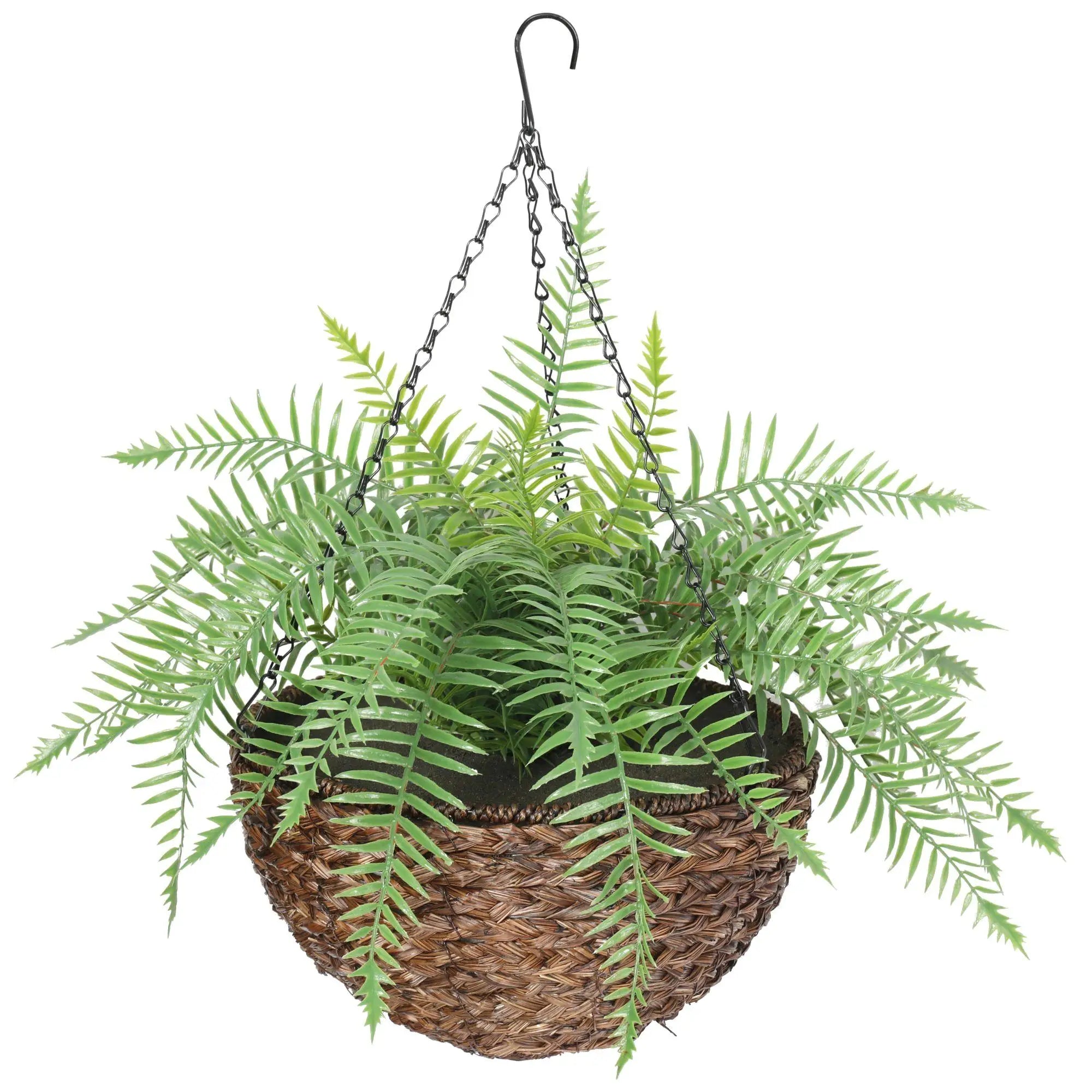 Large Artificial Fern Hanging Basket for Indoors & Outdoors