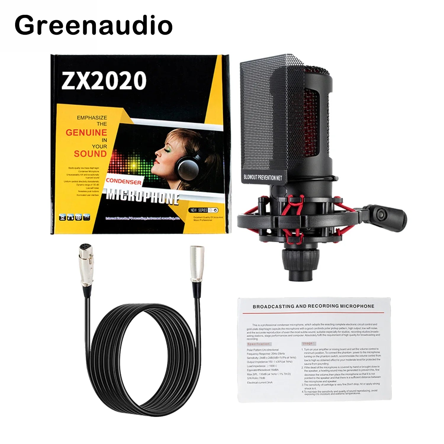 Professional Wired Cardioid Condenser Mic for Studio Recording