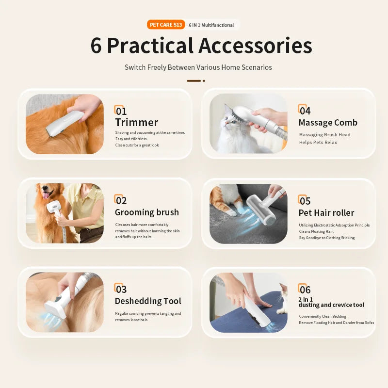 Multifunctional Pet Grooming Kit with Brush and Vacuum