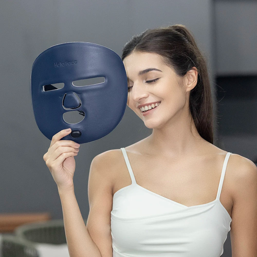 LED Light Therapy Face Mask – Blue, 4 Modes, Rechargeable, 3000mAh